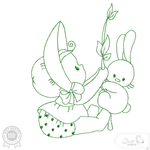 Baby mit Hase Stickdatei – nostalgisches Doodle-Motiv für Geburtsgeschenke und Kinderzimmer - Sewando