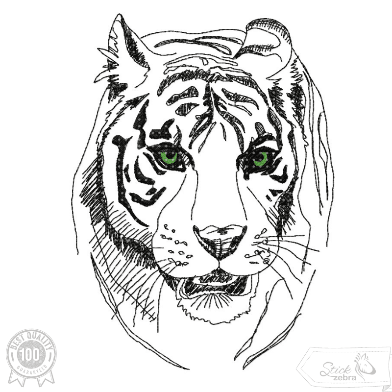 Stickdatei Tigerkopf – kraftvoll, ausdrucksstark & mit leuchtenden Augen - Sewando