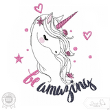 Einhorn Stickdatei, fröhliches Doodle Kindermotiv für deine Stickmaschine