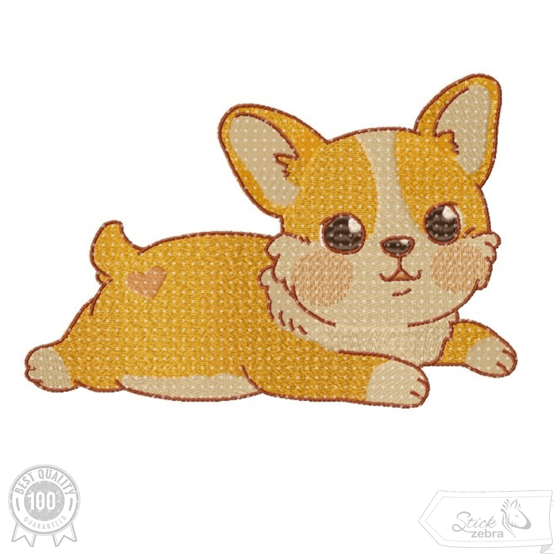 Stickdatei liegender Hund – niedlicher Corgi fürs Herz und kreative Projekte - Sewando