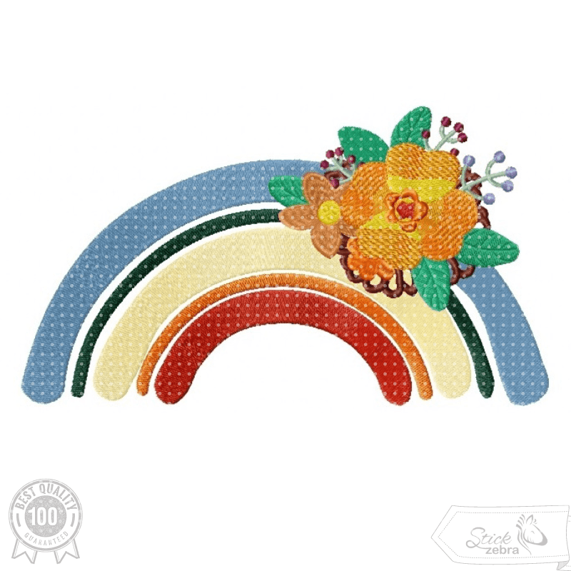 Regenbogen mit Blumen Stickdatei – modernes Motiv für kreative Deko & Geschenke - Sewando