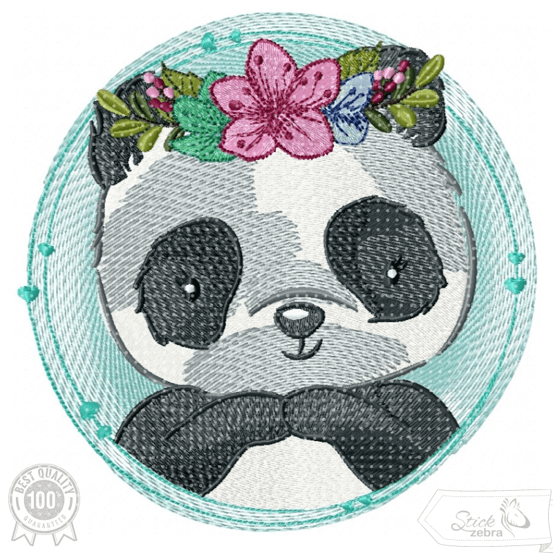Panda Stickdatei – niedliches Tiermotiv für Kleidung & Kinderzimmer - Sewando