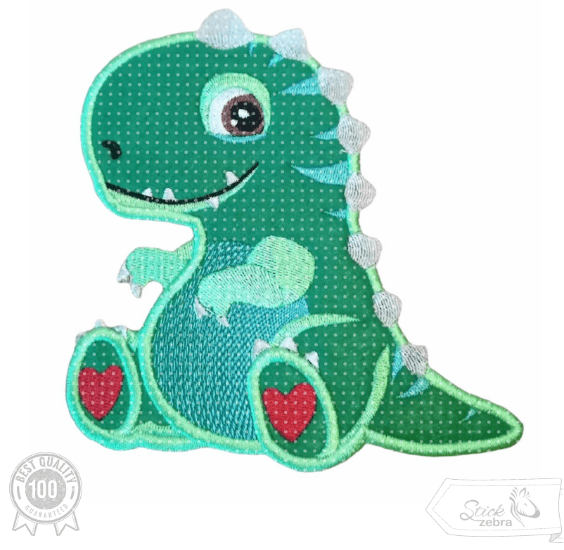 Dino Applikation Stickdatei – der kleine Herzensbrecher für deine Stickmaschine - Sewando