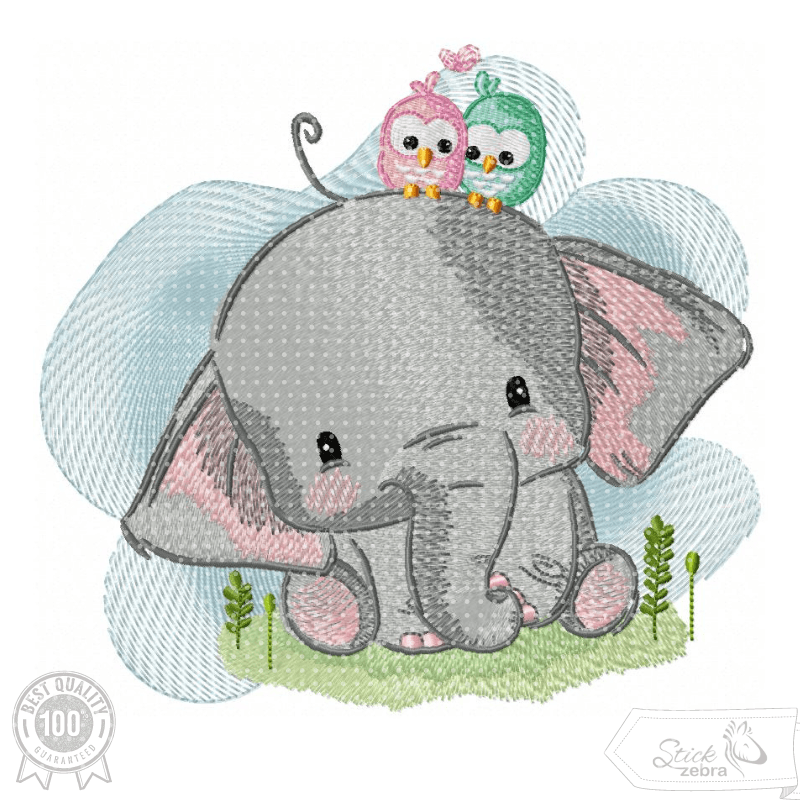 Elefant Stickdatei, süßes Kindermotiv für deine Stickmaschine - Sewando