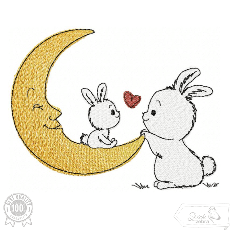Hasenmond Stickdatei – liebevolles Mama-Baby-Motiv für Kinderzimmer, Geschenke & Herzensmomente - Sewando