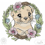 Verspielter Otter mit Blumenkranz – Stickdatei für deine Stickmaschine - Sewando