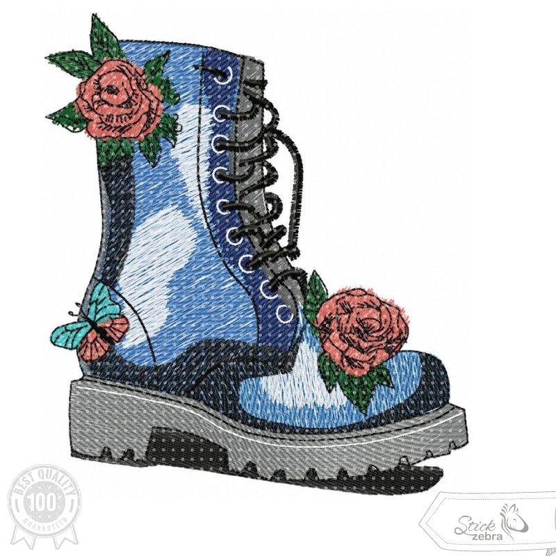 Stiefel Stickdatei – cooler Boots-Style mit floraler Attitüde für deine Stickmaschine - Sewando