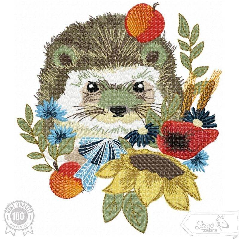 Igel Stickdatei – herbstliches Tiermotiv für Deko & Geschenke - Sewando
