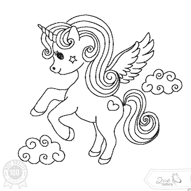 Einhorn Stickdatei – Ausmalmotiv für Kinder & kreative Regentage - Sewando