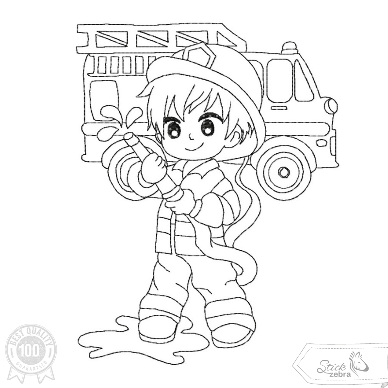 Feuerwehr Stickdatei – Ausmalmotiv für Kinder & kreative Regentage - Sewando