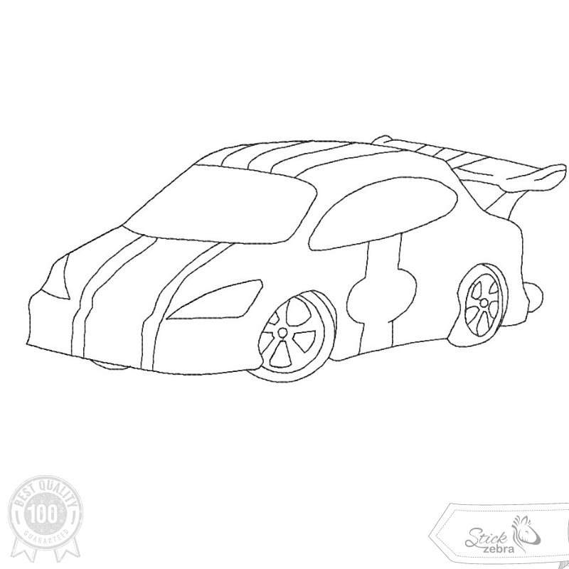 Rennauto Stickdatei – Ausmalmotiv für Kinder & kreative Nähprojekte - Sewando