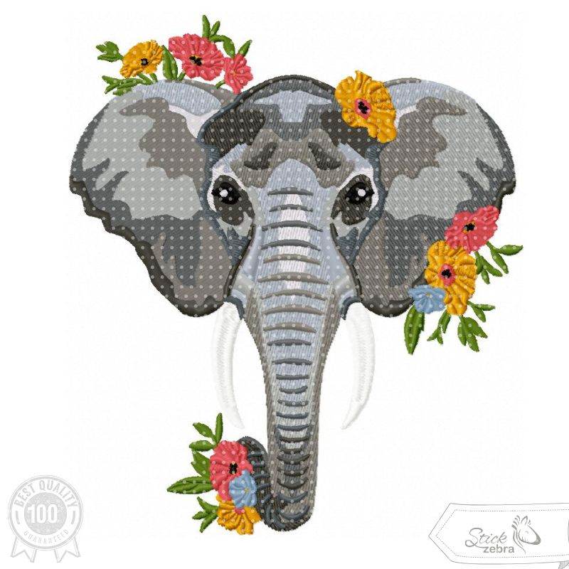 Elefant Stickdatei, majestätisches Tiermotiv für deine Stickmaschine - Sewando