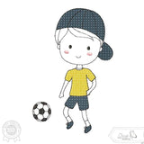 Junge mit Ball Stickdatei – sportlich, frech und voller Energie für deine Stickmaschine - Sewando