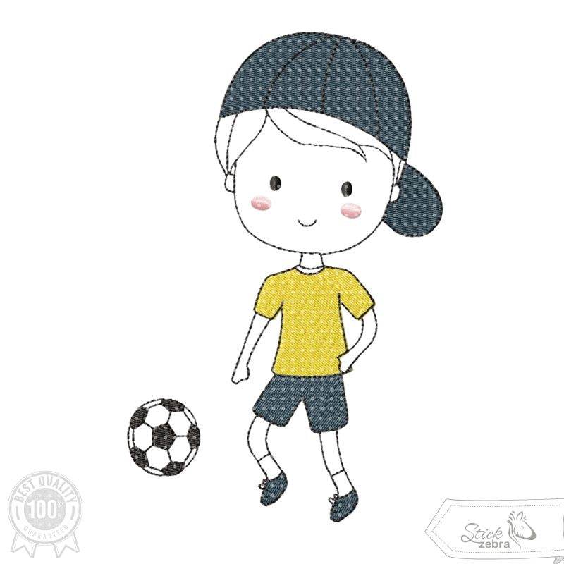 Junge mit Ball Stickdatei – sportlich, frech und voller Energie für deine Stickmaschine - Sewando