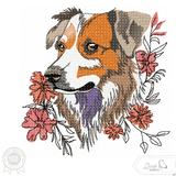 Hund Stickdatei – treuer Blick und Blumenzauber für deine Stickmaschine - Sewando