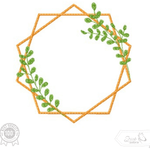 Geometrischer Rahmen mit Blättern Stickdatei – modernes Motiv für kreative Verzierungen & Schriftzüge - Sewando