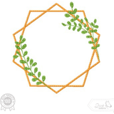 Geometrischer Rahmen mit Blättern Stickdatei – modernes Motiv für kreative Verzierungen & Schriftzüge - Sewando