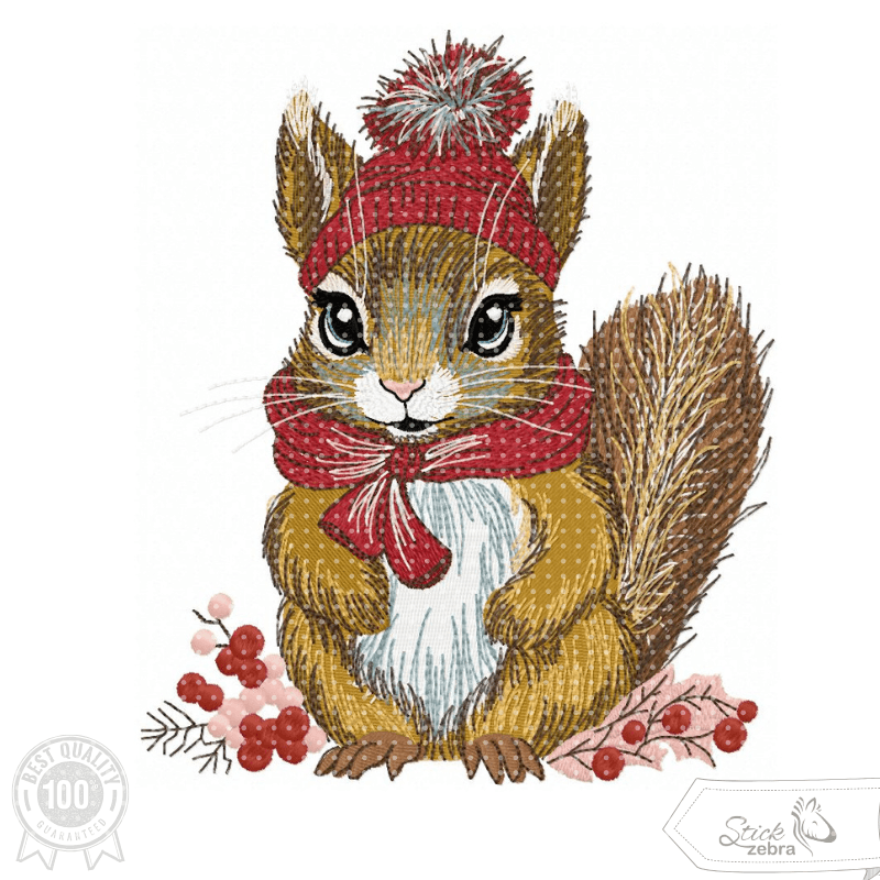Eichhörnchen Stickdatei, kuscheliger Wintercharme für deine Stickmaschine - Sewando