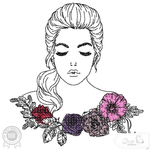 Doodle Frau Stickdatei – stille Anmut mit floraler Eleganz für deine Stickmaschine - Sewando