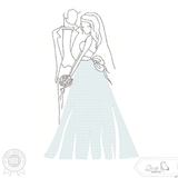 Brautpaar Stickdatei – Zartes Hochzeitsmotiv für romantische Stickprojekte - Sewando
