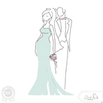 Brautpaar Stickdatei – Schwangere Braut im Hochzeitskleid - Sewando