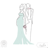 Brautpaar Stickdatei – Schwangere Braut im Hochzeitskleid - Sewando