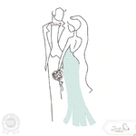 Brautpaar Stickdatei – Zartes Hochzeitsmotiv mit romantischer Umarmung - Sewando