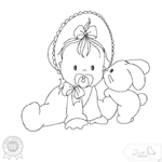 Stickdatei Baby mit Hase – zartes Doodle-Motiv für Geburtsgeschenke - Sewando