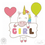 Einhorn Babyparty Stickdatei, fröhlicher Baby-Party-Charme für deine Stickmaschine - Sewando