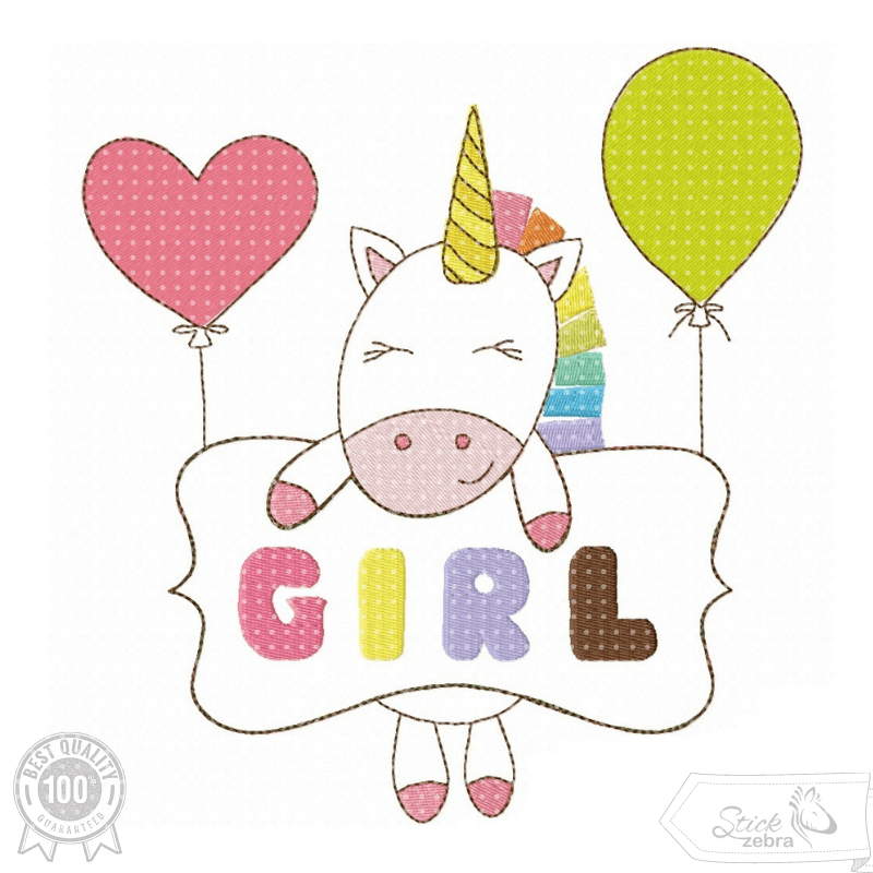 Einhorn Babyparty Stickdatei, fröhlicher Baby-Party-Charme für deine Stickmaschine - Sewando
