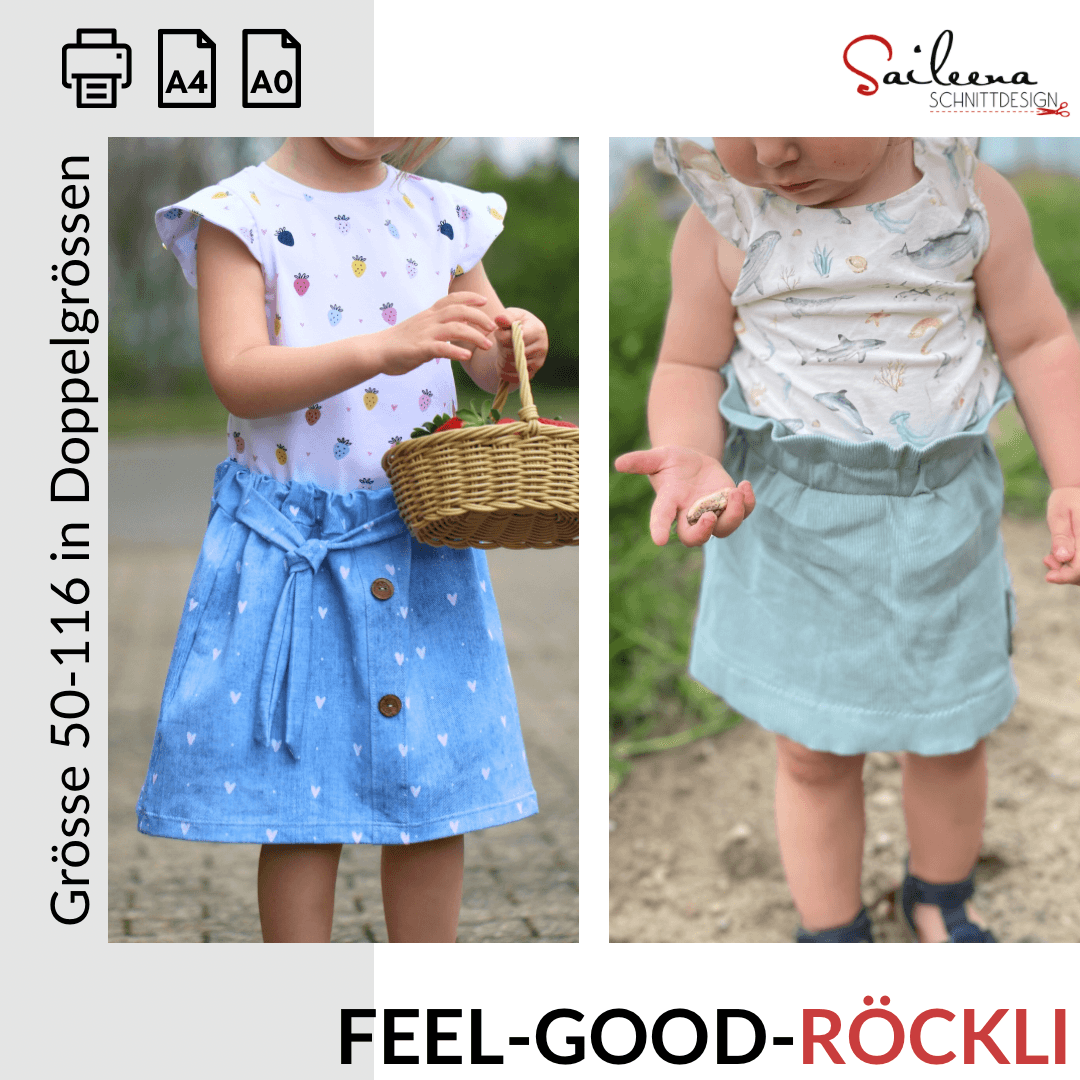 Feel-good-Röckli: Set Rock & Top, Schnittmuster Grösse 50-116 - Sewando