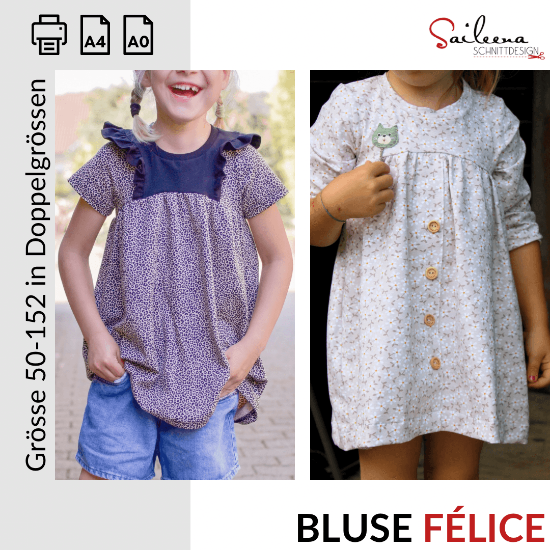 Bluse Félice, Schnittmuster Grösse 50-152 - Sewando