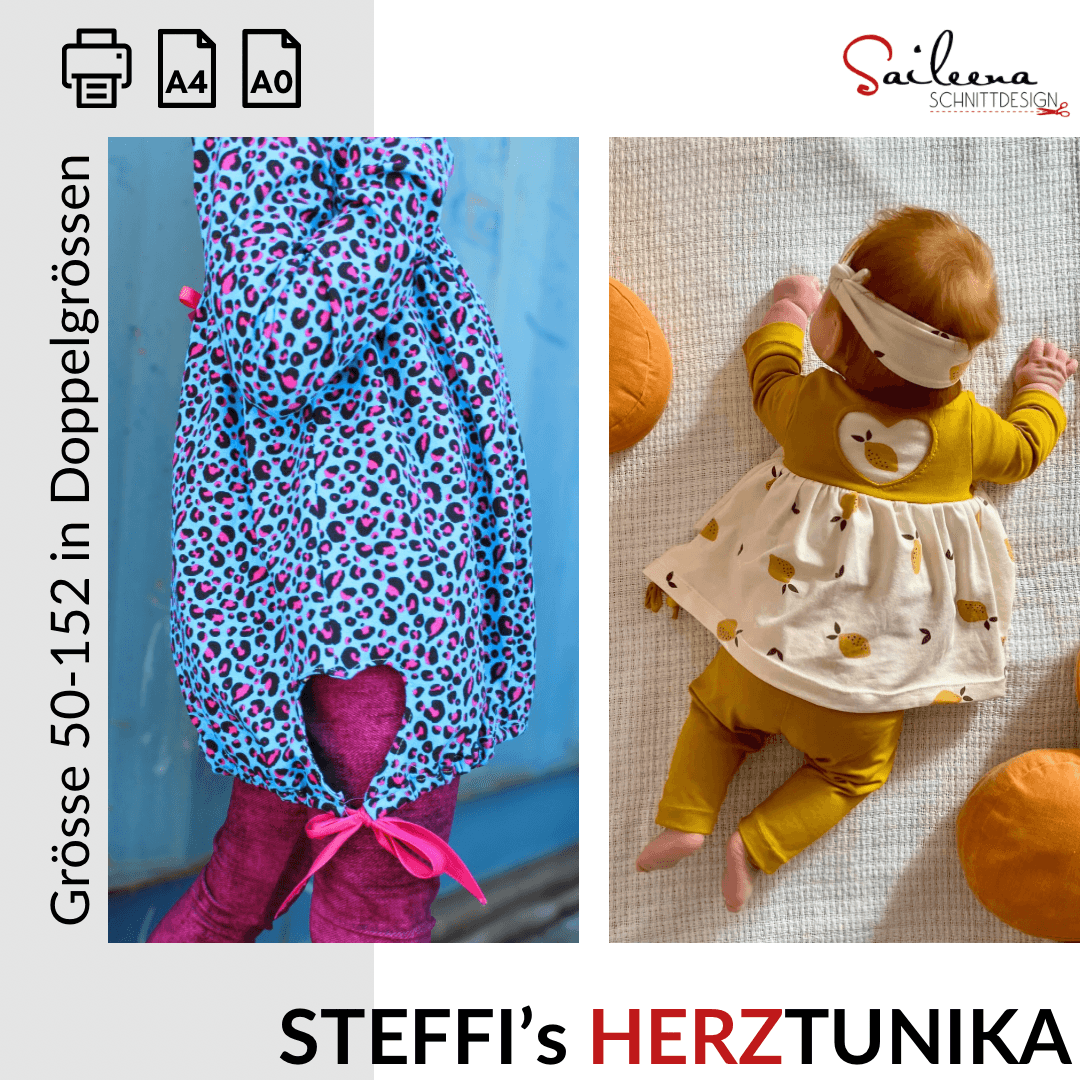 Steffi's Herztunika, Schnittmuster Grösse 50-152 - Sewando