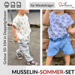 Musselin-Sommer-Set: Hose und Shirt, Schnittmuster Grösse 50-104 - Sewando