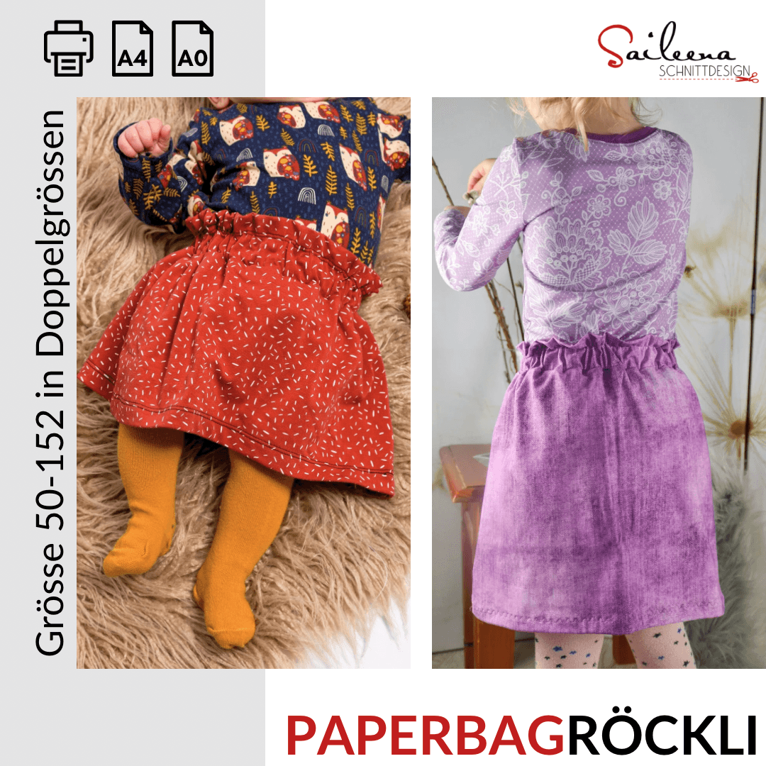 Paperbagröckli, Schnittmuster Grösse 50-152 - Sewando