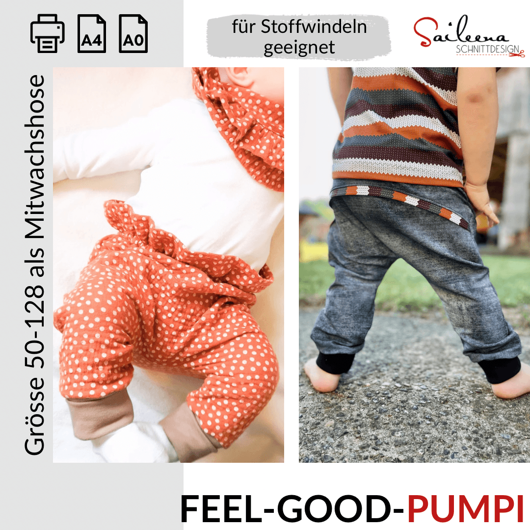 Feel-good-Pumpi, Schnittmuster Grösse 50-128 - Sewando