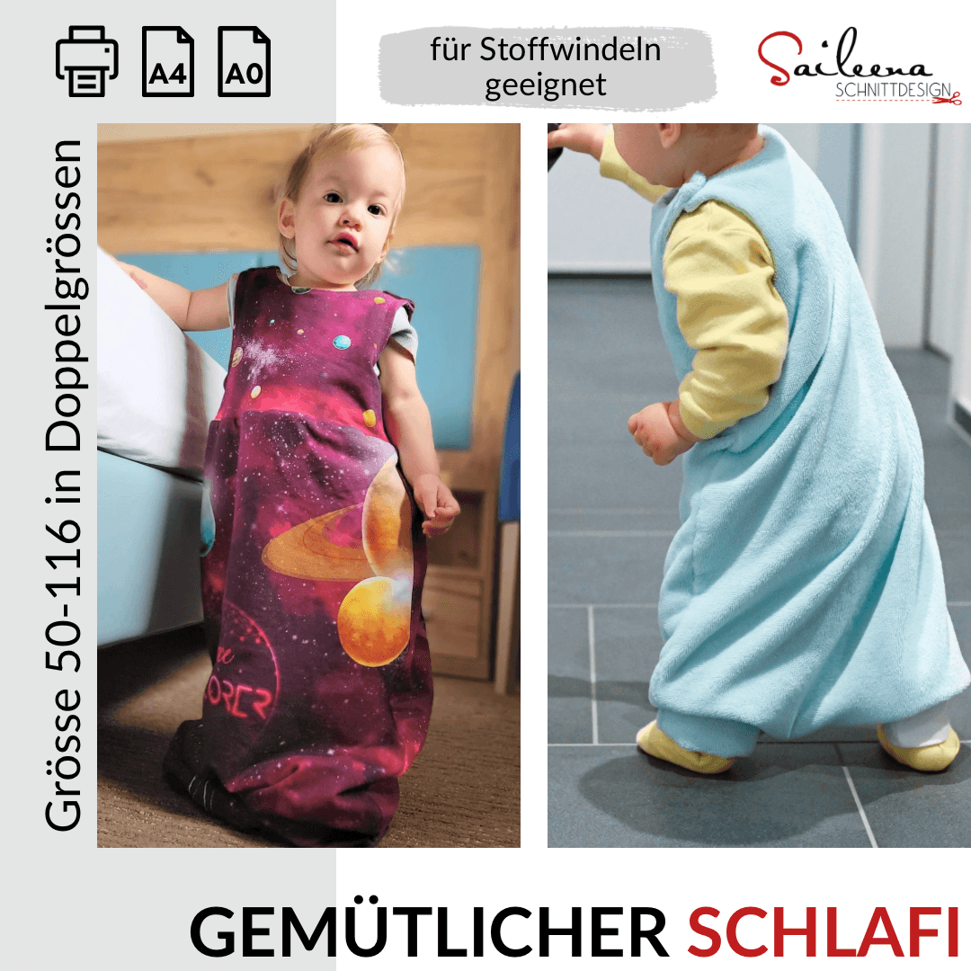 Gemütlicher Schlafi, Schnittmuster Grösse 50-116 - Sewando