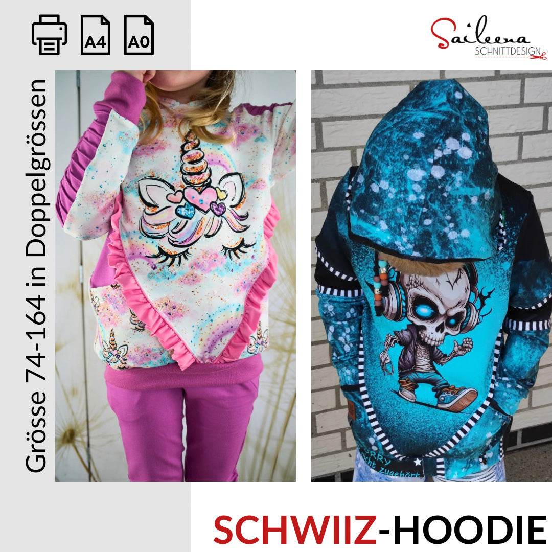 Schwiiz-Hoodie, Schnittmuster Grösse 74-164 - Sewando