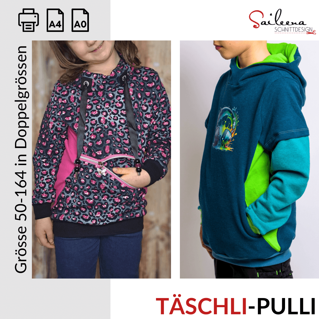 Täschli-Pulli, Schnittmuster Grösse 50-164 - Sewando