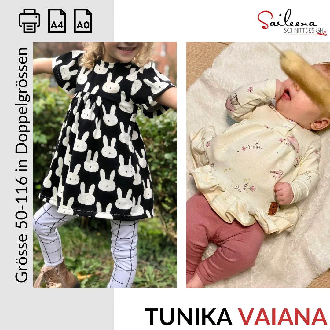 Tunika Vaiana JERSEY, Schnittmuster Grösse 50-116 - Sewando