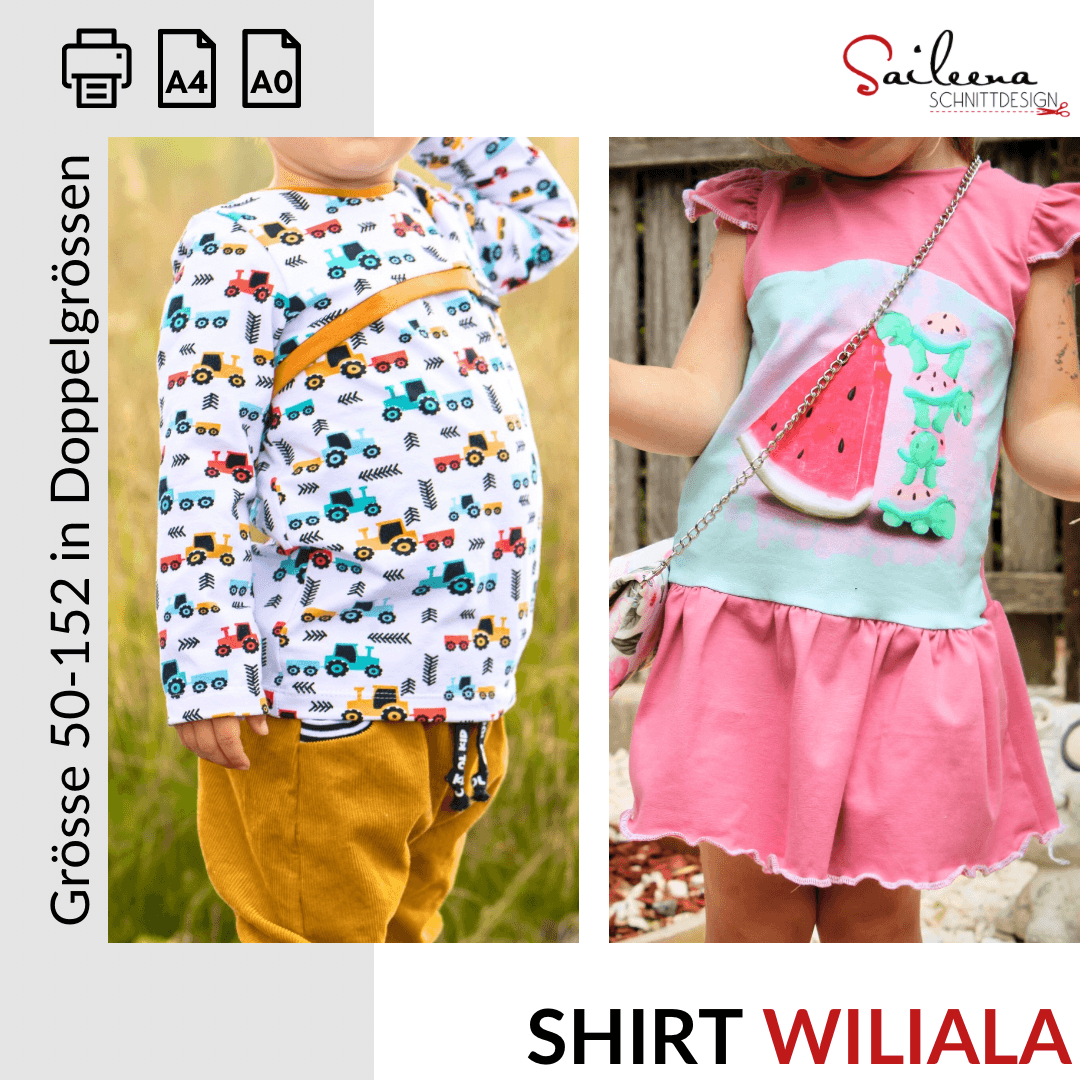 Shirt Wiliala LEGER, Schnittmuster Grösse 50-152 - Sewando