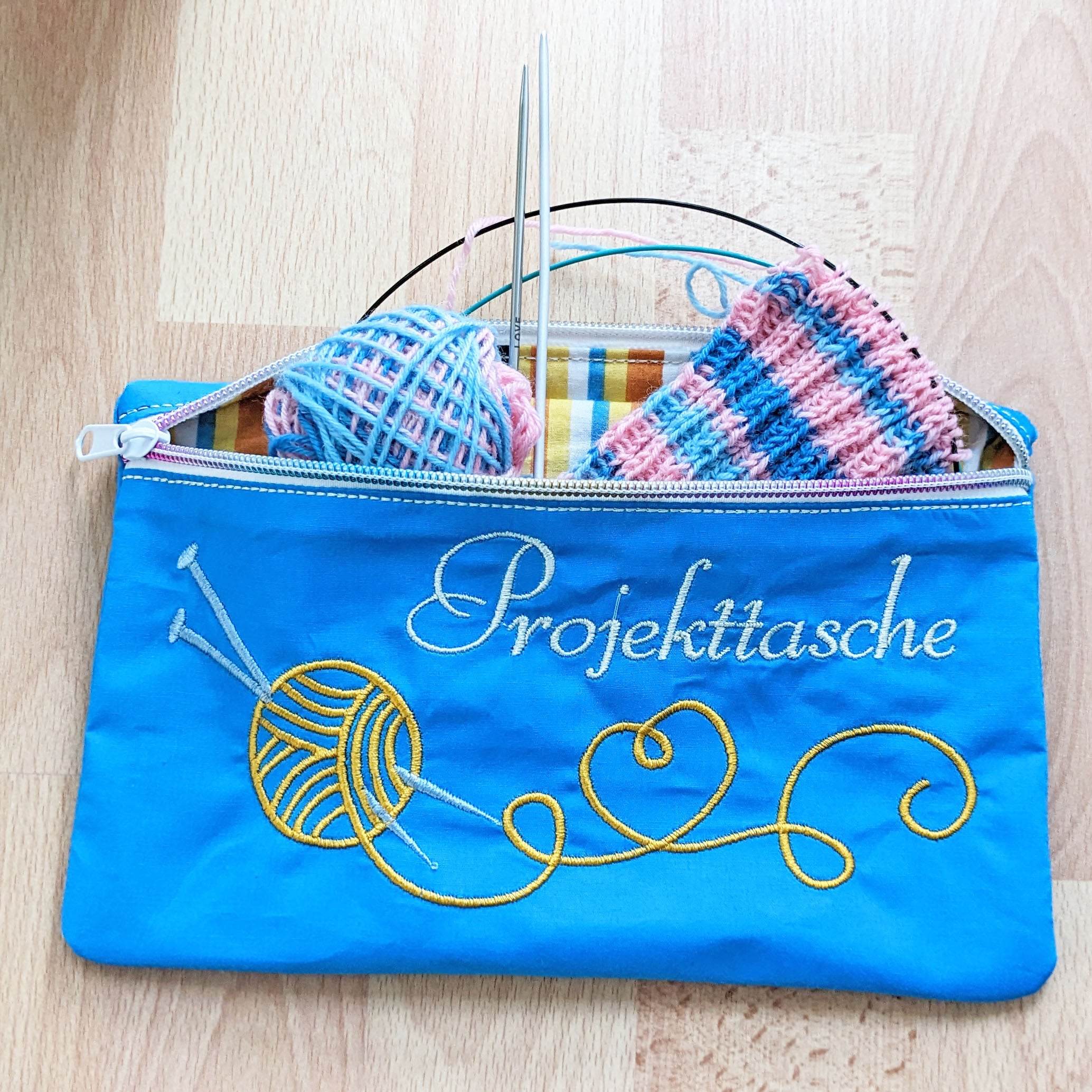 3x Stickdatei Projekttasche Stricken - Sewando