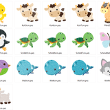 Stickdatei - Puschen Motive mit Tieren in 5cm, 6cm und 7cm - Sewando