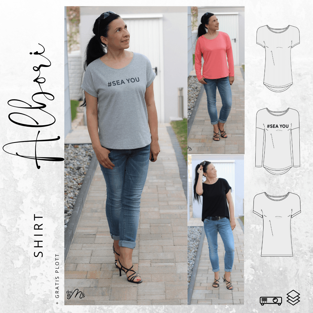 Schnittmuster Shirt ALBORI Gr. 32-56 + gratis Plotterdatei : - Sewando