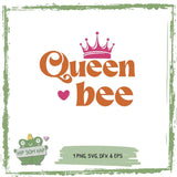 Plotterdatei „Queen Bee“ – stylisches Statement Design mit Krone & Herz | SVG PNG EPS DFX - Sewando