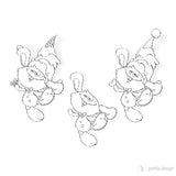 3er Digi Stamp Set "Hoppelhase" Drucken, Basteln Plotterdatei