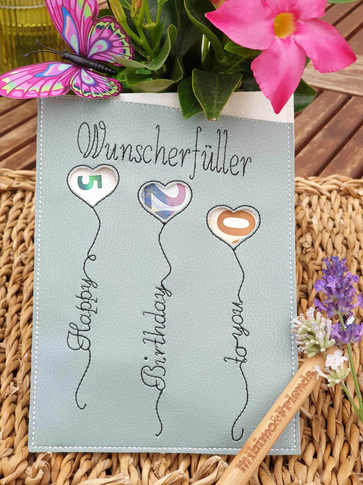 Wunscherfüller ITH 13x18 Stickdatei Geburtstag Geldgeschenk - Sewando