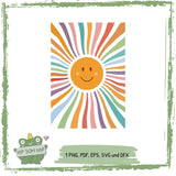 Plotterdatei "Lachgesicht Sonne" – Retro Sonnen-Design | SVG PNG EPS PDF DFX