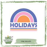 Plotterdatei „HOLIDAYS“ – Retro Summer Design mit Sonnenuntergang - Sewando