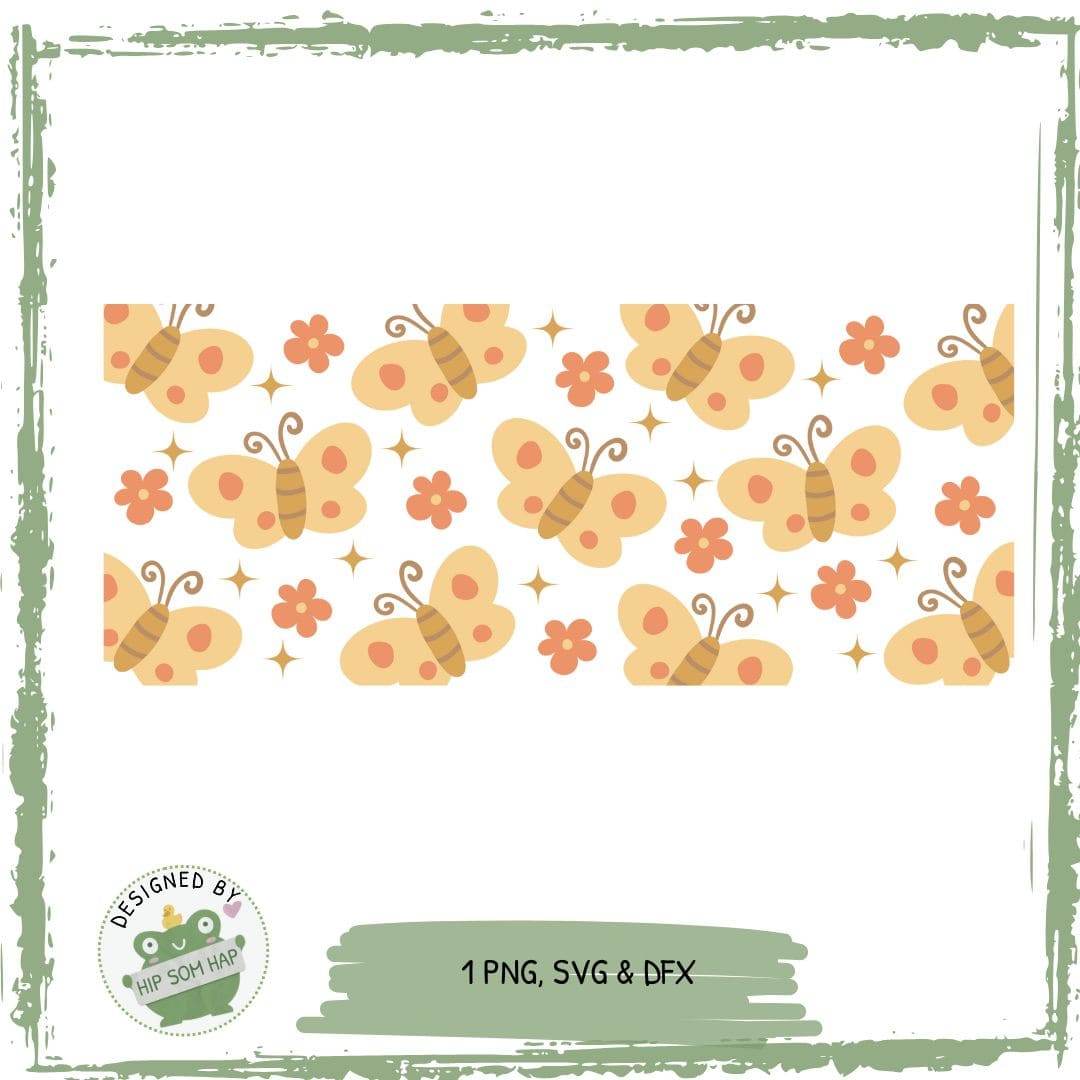 exklusiv bei Sewando: Pastell Schmetterlinge – Libbey Glass Wrap Sublimationsdesign - Sewando